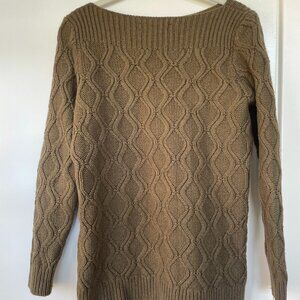 Loft Boatneck Cable‎ Knit Sweater in Olive Green, Size Medium, 351197